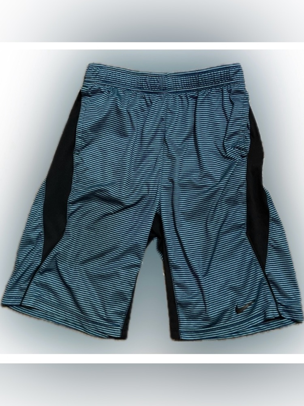 Nike Boy’s Light Blue & Black Striped Athletic Shorts 9” Inseam Size L